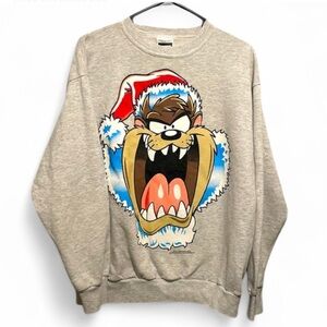 Vintage 1994 Warner Bros Tasmanian Devil Santa Crewneck size L Christmas